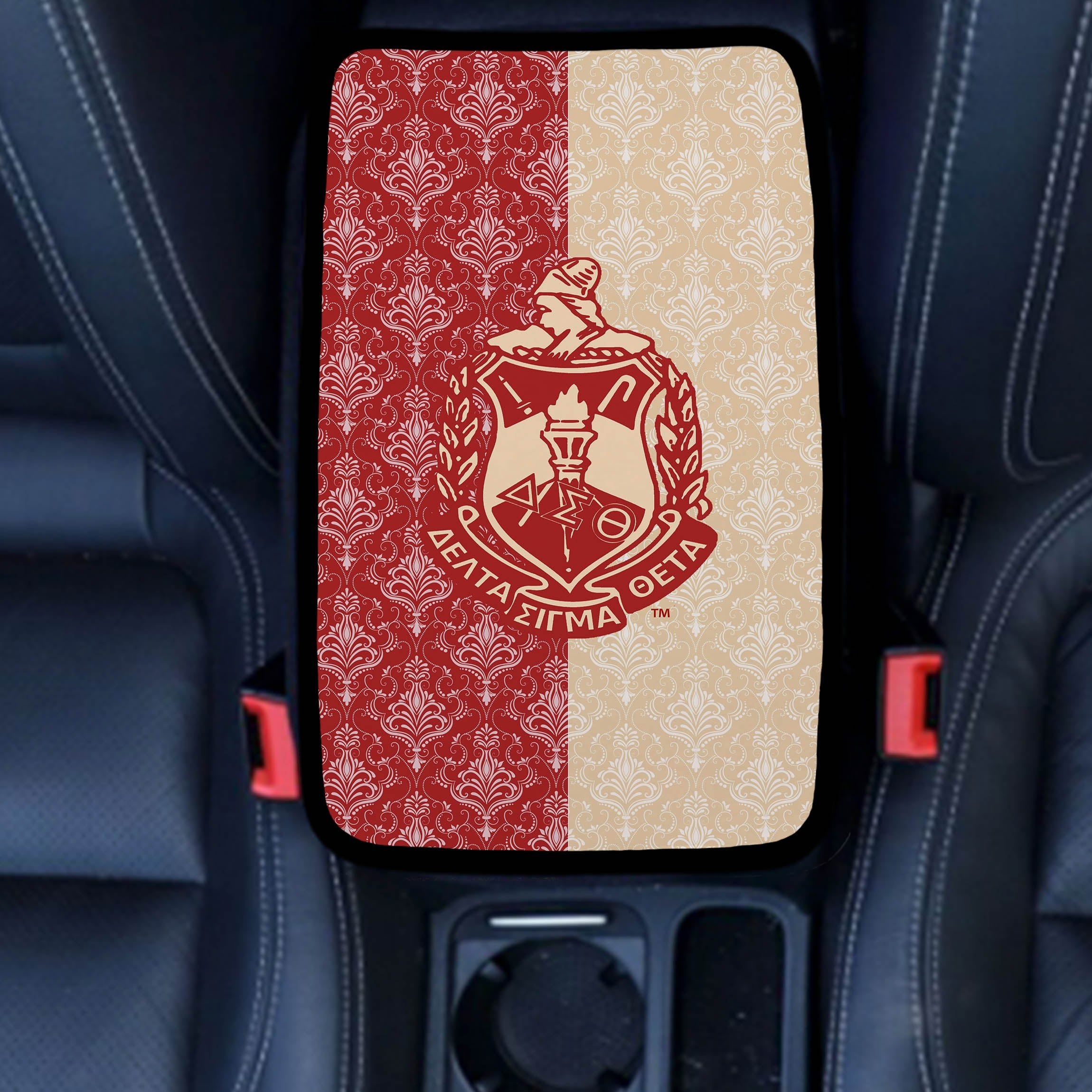 Car Center Console Cover Half and Half - Delta Sigma Theta - Favors Decor and More