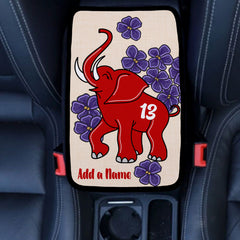 Car Center Console Cover Red Elephant, Line Number and African Violets - Delta - Favors Decor and More