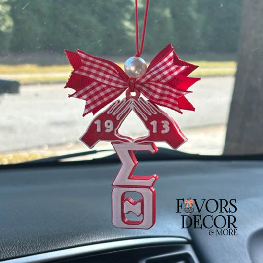 Car Charm Pyramid Hands Greek Letters - Delta Sigma Theta - Favors Decor and More