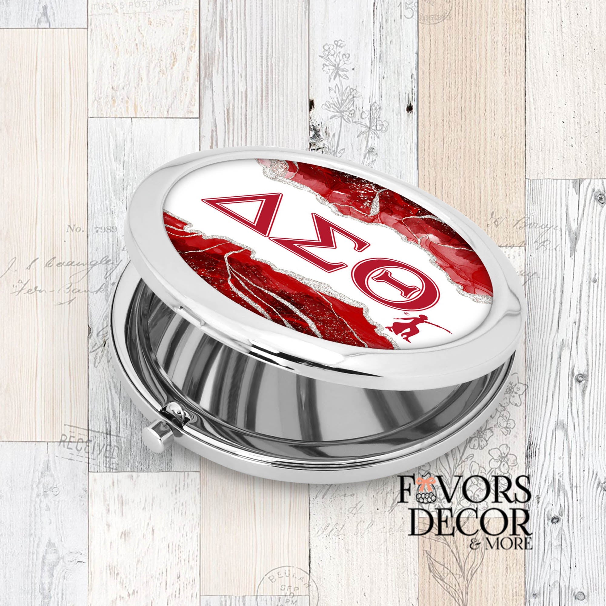 Compact Mirror Agate Greek Letters (Printed) - Delta Sigma Theta Sorority - Favors Decor and More