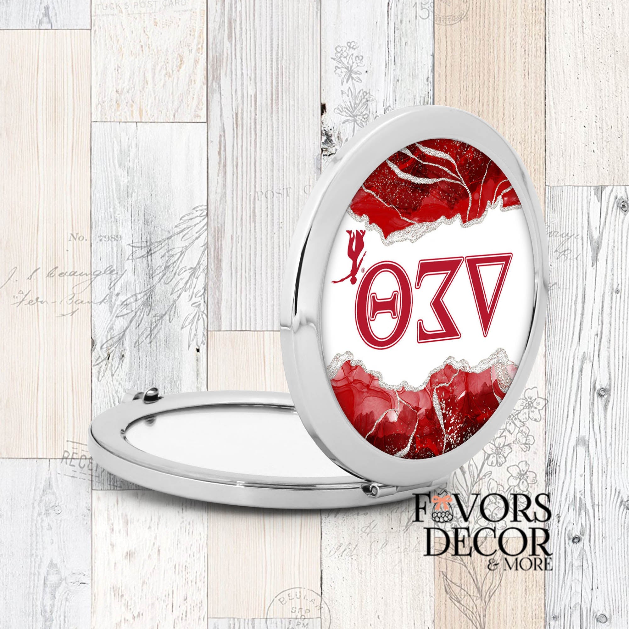 Compact Mirror Agate Greek Letters (Printed) - Delta Sigma Theta Sorority - Favors Decor and More