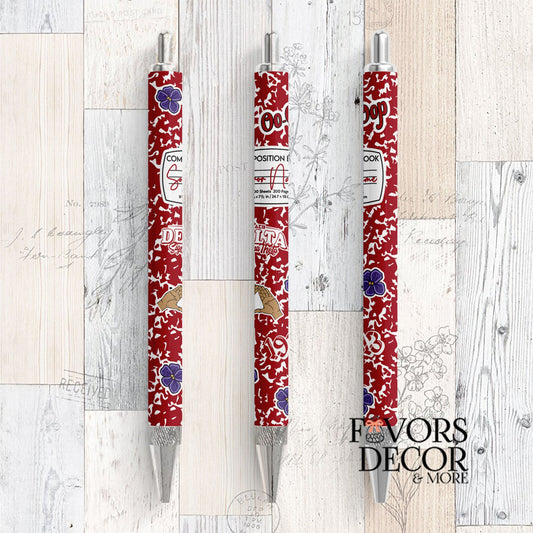 Gel Pen Sorority Composition and Stickers - Delta Sigma Theta - Favors Decor and More