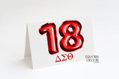 Greeting Cards | Line Number Balloon Delta Sigma Theta Sorority - 4.25" L × 5.5" W, A2 - Favors Decor and More