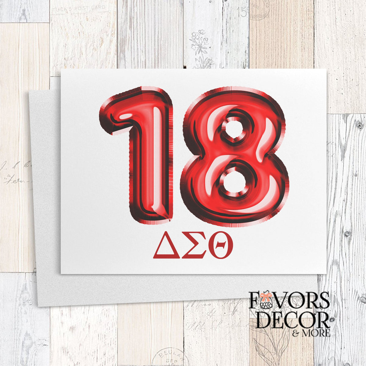 Greeting Cards | Line Number Balloon Delta Sigma Theta Sorority - 4.25" L × 5.5" W, A2 - Favors Decor and More