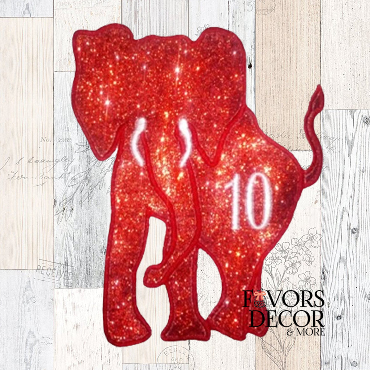 Iron on Patch Red Glitter Elephant with line number - Delta Sigma Theta - Favors Decor and More