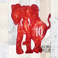 Iron on Patch Red Glitter Elephant with line number - Delta Sigma Theta - Favors Decor and More