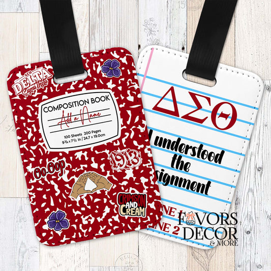 Luggage Tag Composition Notebook and Stickers Delta Sigma Theta - Favors Decor and More