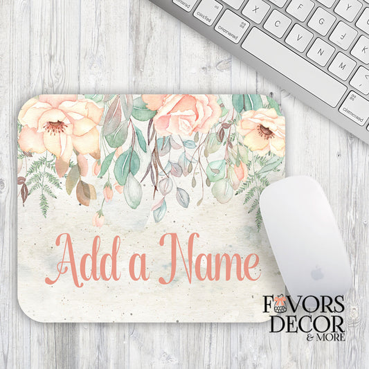 Mouse Pad - Boho Passion Floral Bouquet - Personalized - Rectangle - Favors Decor and More