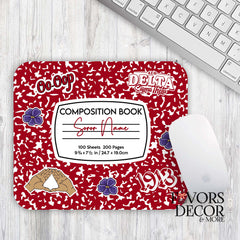 Mouse Pad - Composition Notebook Delta Sigma Theta Sorority - Rectangle - Favors Decor and More