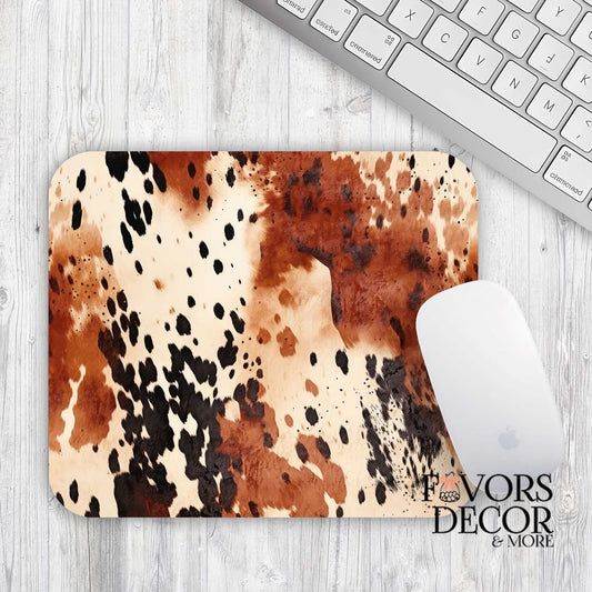 Mouse Pad - Cowhide Brown and Black Print - Rectangle - Favors Decor and More