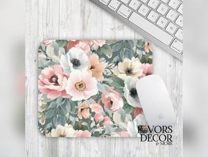 Mouse Pad - Pale Pink Peony Romance Seamless - Rectangle - Favors Decor and More