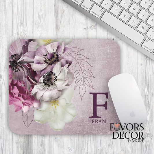 Mouse Pad - Purple Haze Floral Bouquet Personalized - Rectangle - Favors Decor and More