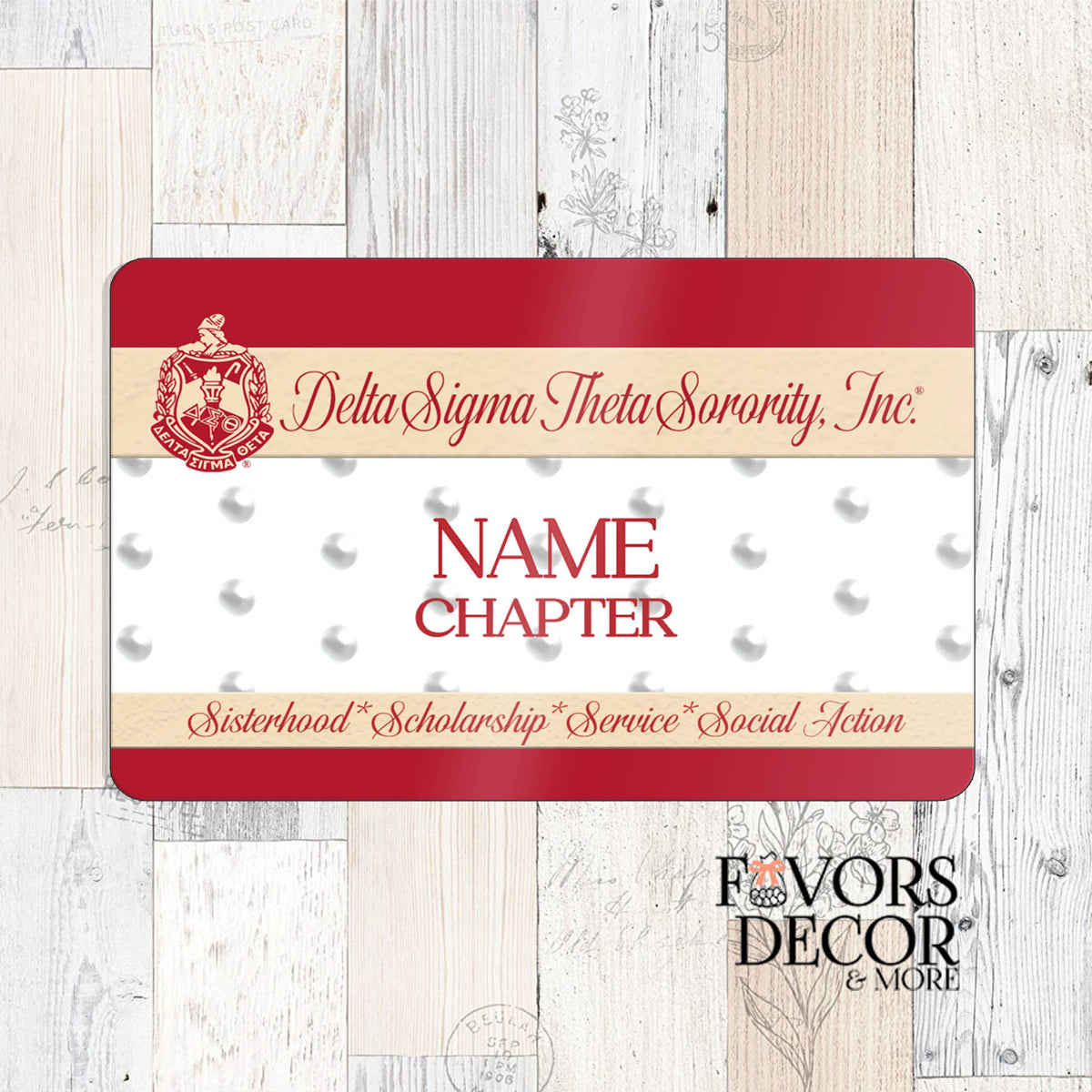 Name Badge (Magnetic) Delta Sigma Theta Design III 3.25 l x 2 w - Favors Decor and More