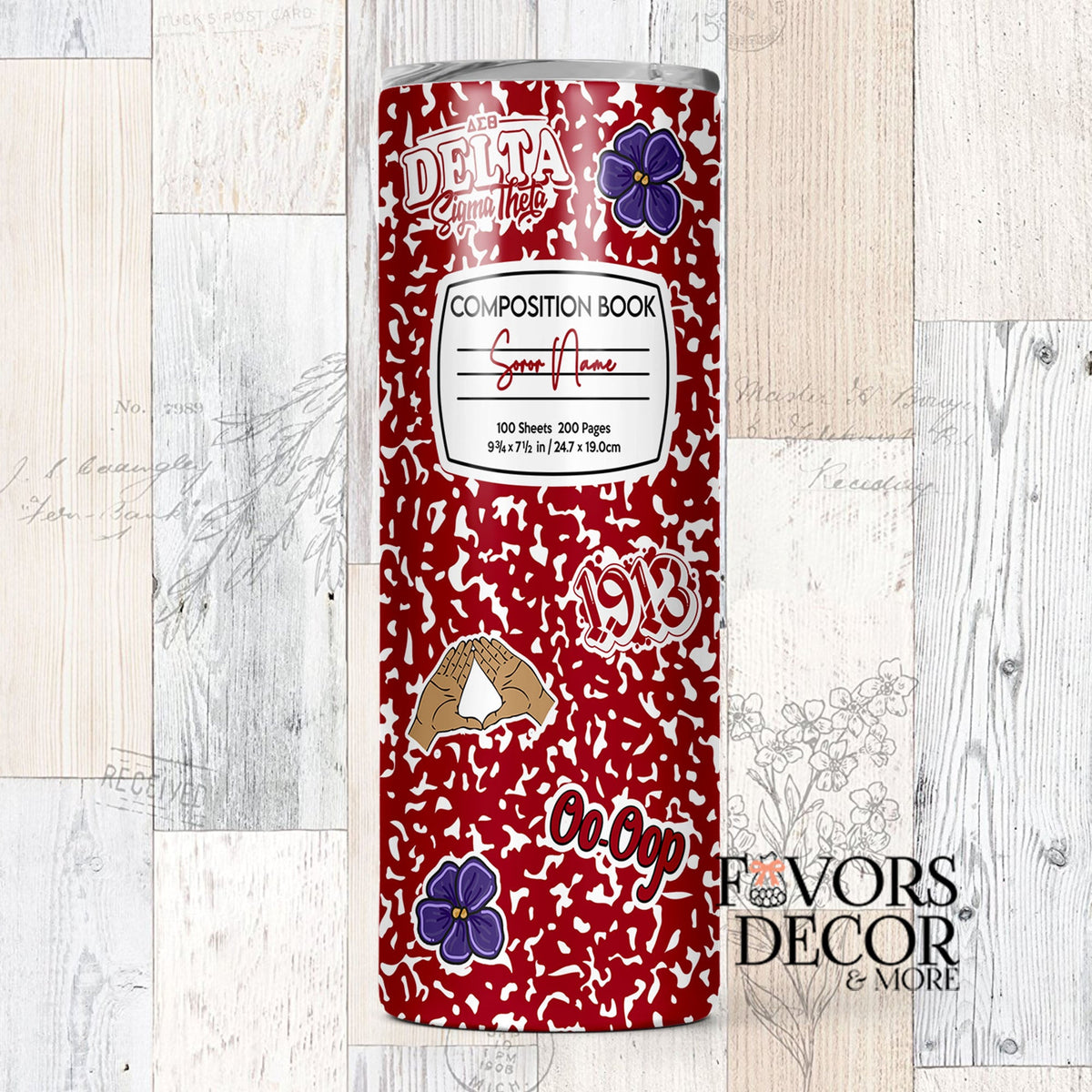 Tumbler Composition Notebook and Stickers - Delta Sigma Theta - Favors Decor and More